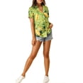 thumbnail image 2 of INSPIRE CHIC Women's Shirts Hawaiian Short Sleeve Tropical Floral Button Down Tops S Green, 2 of 7