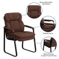 thumbnail image 2 of Brown Microfiber Executive Side Reception Chair with Lumbar Support and Sled Base, 2 of 9