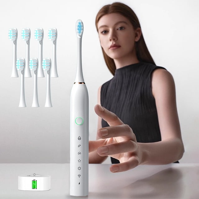 TIMIFIS Electric Toothbrush Toothbrush Toothbrush with 8 Brush Heads 6-Speed Timer Toothbrush Ipx7 with Charging Base Sonicare Toothbrush