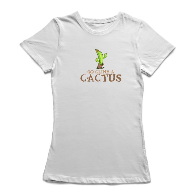 T-shirt pour Femme à Motif de Dessin Animé Go Climb A Cactus