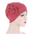 thumbnail image 3 of CEHVOM Women Solid Beading India Hat Muslim Ruffle Chemo Hat Beanie Wrap Cap, 3 of 5