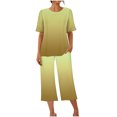 thumbnail image 4 of Offre à Durée Limitée Iumwxz Tenues de Pyjama Décontractées et Fluides Tenues d'Été Mignonnes pour Femmes Imprimé Dégradé Col Rond Manches Courtes Taille Élastique Pantalon Court Tenues pour Femmes Cadeaux de Vacances, 4 of 9