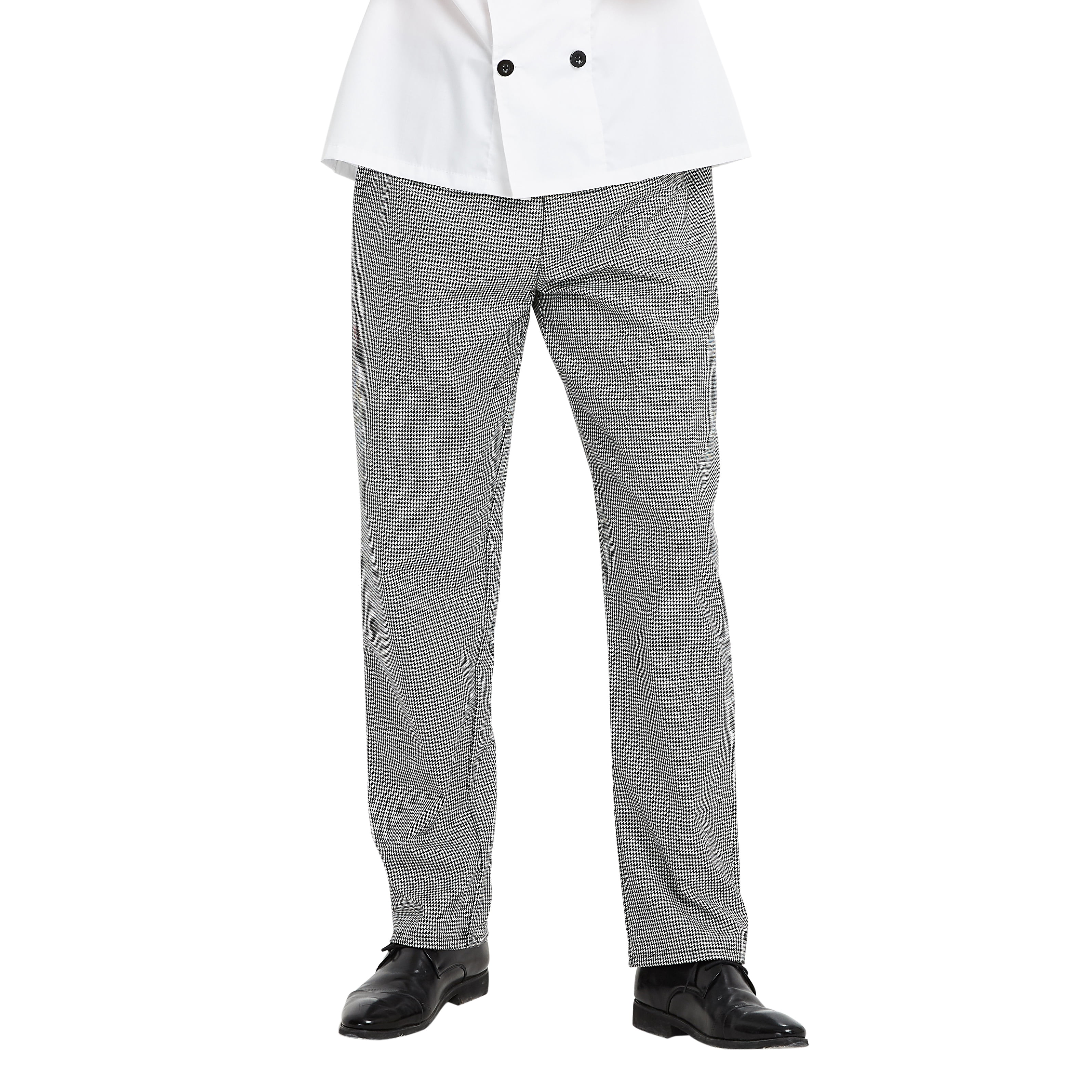 TOPTIE Pantalon de Chef de Cuisine de Travail Style Cargo à Pied-de-Poule Noir pour Homme