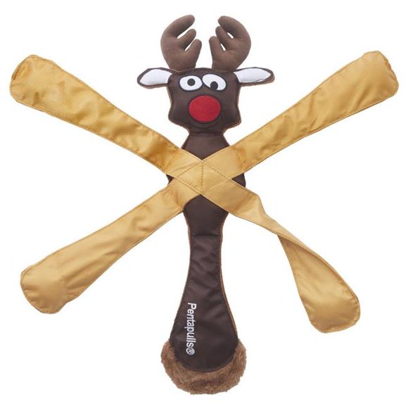 Doggles TYPERA06 Pentapulls Reindeer Holiday Dog Toy