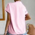 thumbnail image 2 of Hauts pour Femmes de Couleur Unie à Boutons T-Shirts Blouse à Col en V, 2 of 7