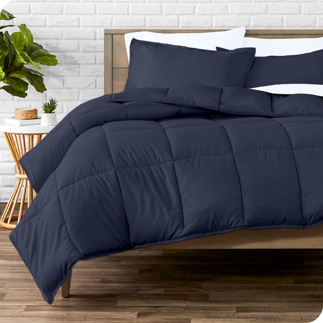 Bare Home Goose Down Alternative Comforter Set - 3 Piece Set - Oversized King, Midnight Blue
