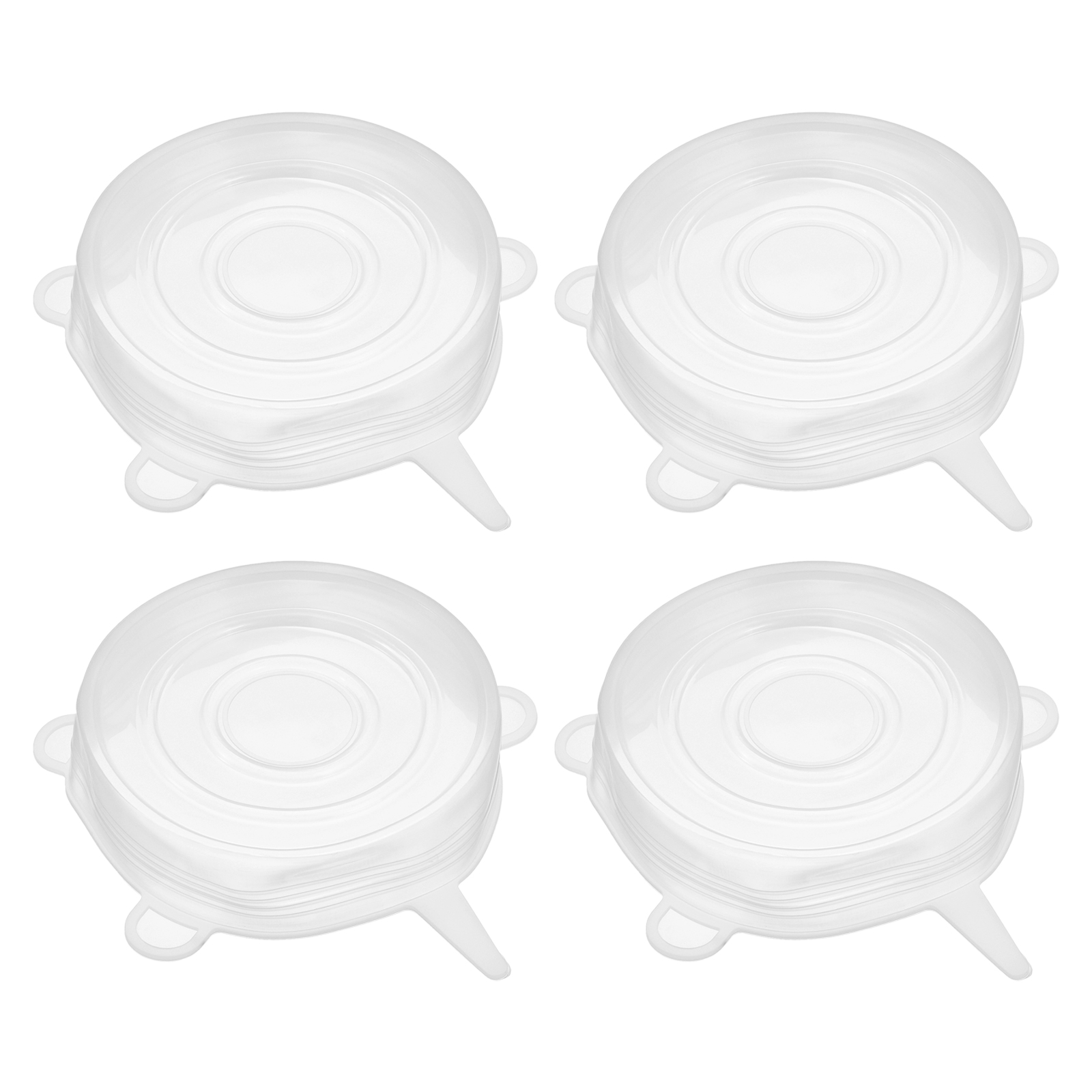 Unique Bargains Silicone Stretch Lids, 4Pack 3.74' Round Container Lid for Food Cover White