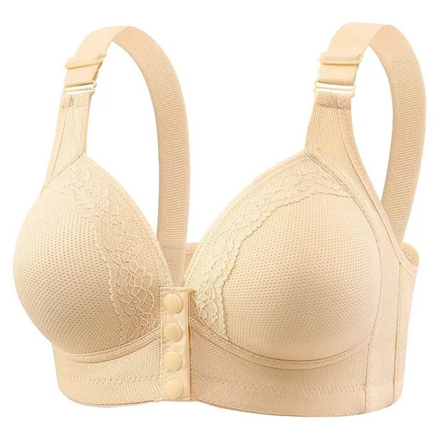 Fgnfyis Women's Solid Color Lace Pattern Front Buckle Non Underwire Tank Top Bra Bras for Women Light Yellow 42