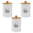 thumbnail image 1 of DOLITY 3 Pcs/set Metal Kitchen Canister Set Coffee Tea Sugar Storage Canisters Tins B White, 1 of 9