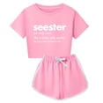 thumbnail image 1 of Hiiyo Big Girls Outfits Tracksuit Letter Print Short Sleeve T Shirt Shorts Set, 1 of 4