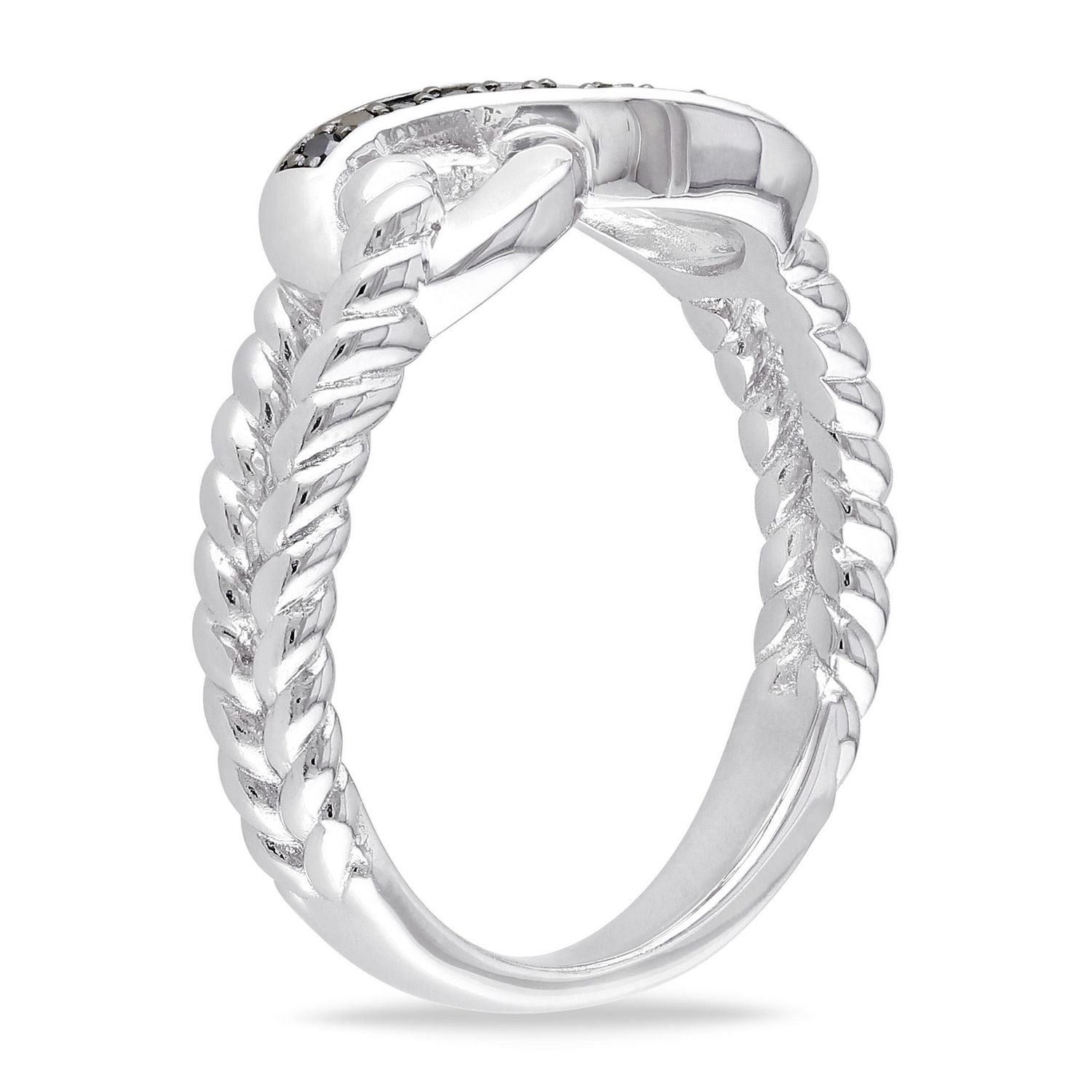 Asteria Bague infinité diamant noir en argent sterling