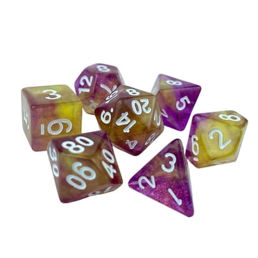 7Pcs Fantasy Dices Set,Double Colors Assorted Luminary Engraved Game Dices Polyhedral Dices, for Roll Playing Games ,Parties Table Games Style A
