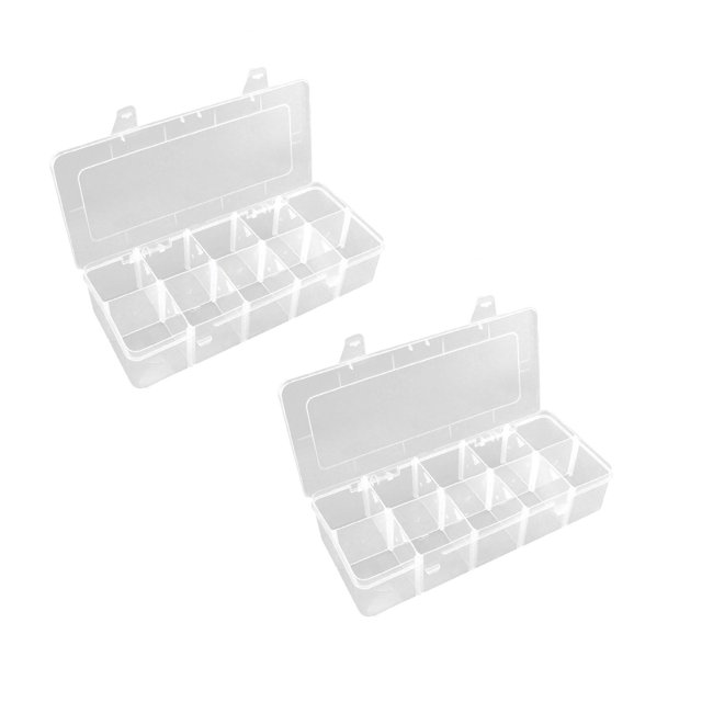 Boîte de Rangement pour Produits 2 Pcs, Contenants à Collation pour Petits Garçons et Filles, Contenants à Collation avec 10 Compartiments Ajustables, Boîte à Collation pour Voyage, Fête, Repas, Portable, Facile à Utiliser et à Nettoyer, Transparent
