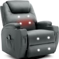 thumbnail image 1 of Korser   Swivel Rocker    Recliner  Chair with Massage Faux Leather for Living Room,Grey, 1 of 7