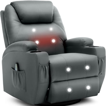 Korser   Swivel Rocker    Recliner  Chair with Massage Faux Leather for Living Room,Grey