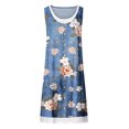 thumbnail image 3 of Pisexur Robe en Denim pour Femme Sans Manches à Col en V, Robe Midi à Fleurs, Décontractée, Fente Latérale, Robe-Chemise en Jean, 3 of 4