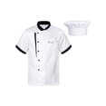 thumbnail image 1 of dPois Men Personalized Chef Coat With Hat Unisex Chef Jacket Kitchen Work Uniform Hotel Restaurant Workwear White03 XXL, 1 of 7