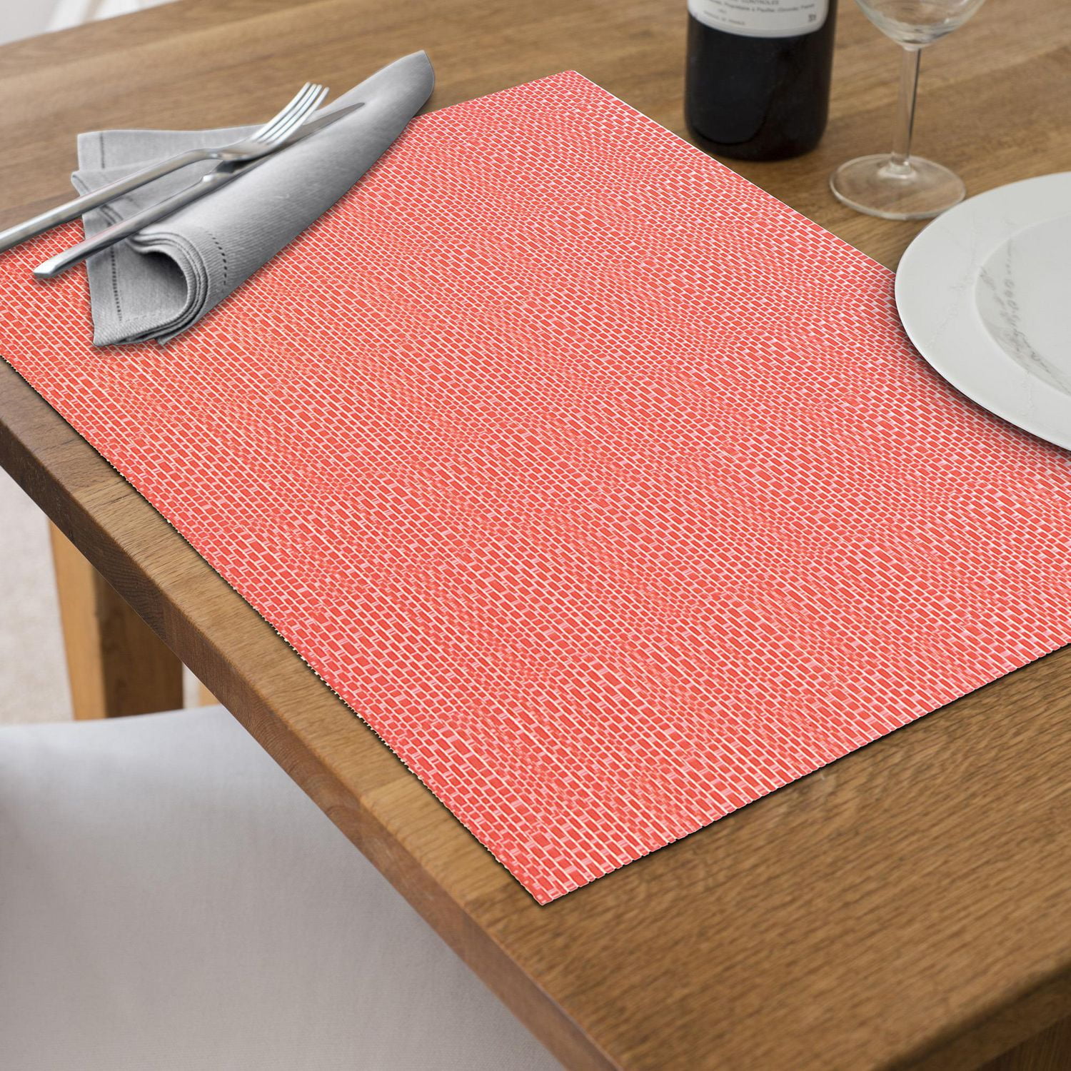 Vinyl Placemat Linen Coral 12 X 18 - Ensemble De 12