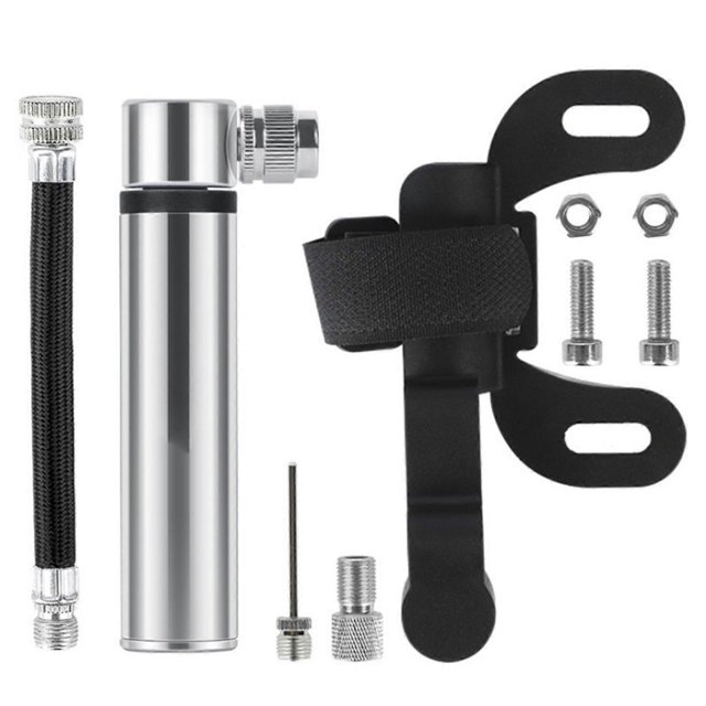 Bicycle Mini Pump - Fits Presta & Schrader - Lightweight Aluminum Alloy - Black Portable Inflator