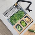 thumbnail image 2 of Azuni 16 3/4" x 8 1/2" Workstation Sink Bamboo Serving Board Set with 3 Collapsible Containers A908, 2 of 10
