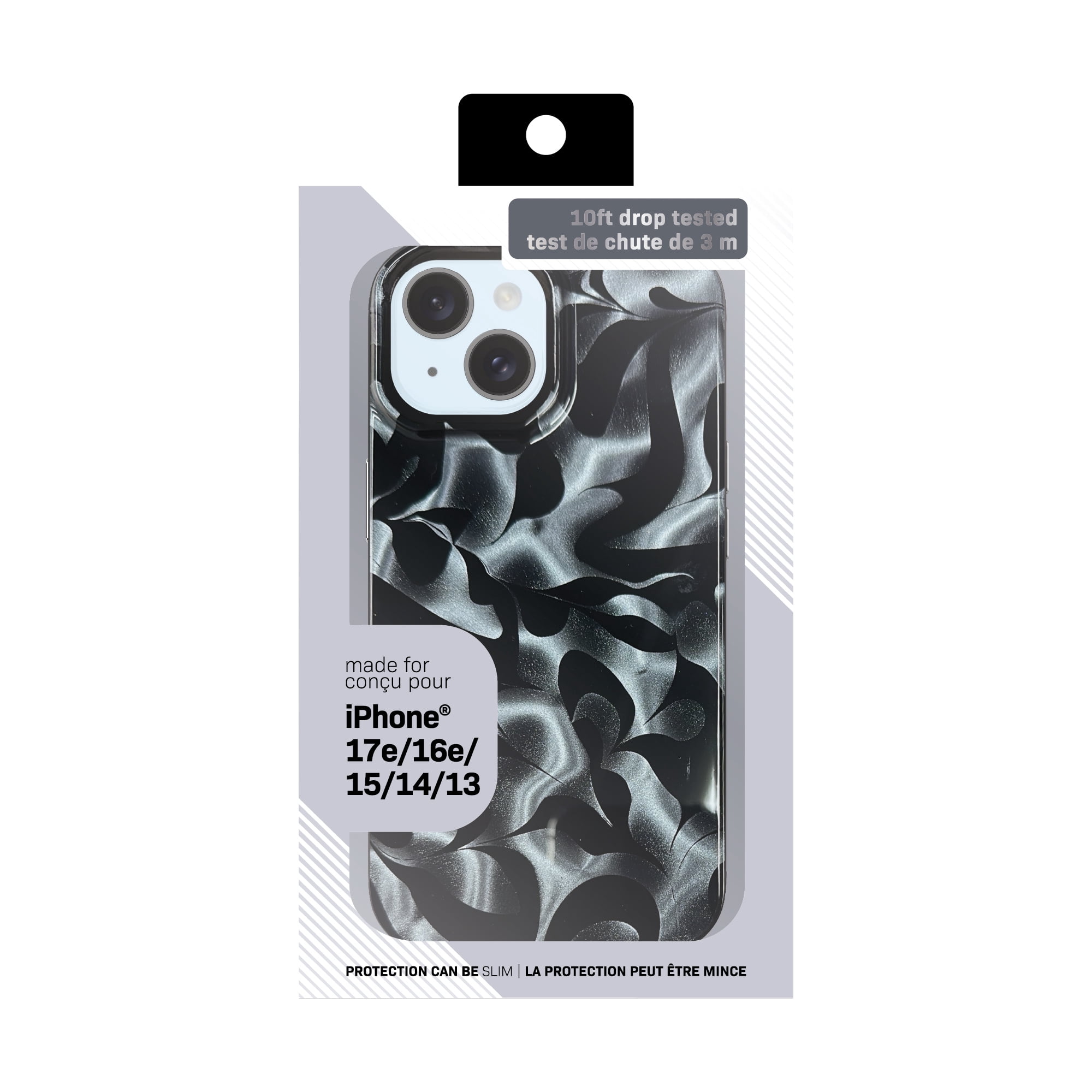 Coque holographique noire pour iPhone 17e / iPhone 16e / iPhone 15 / iPhone 14 / iPhone 13