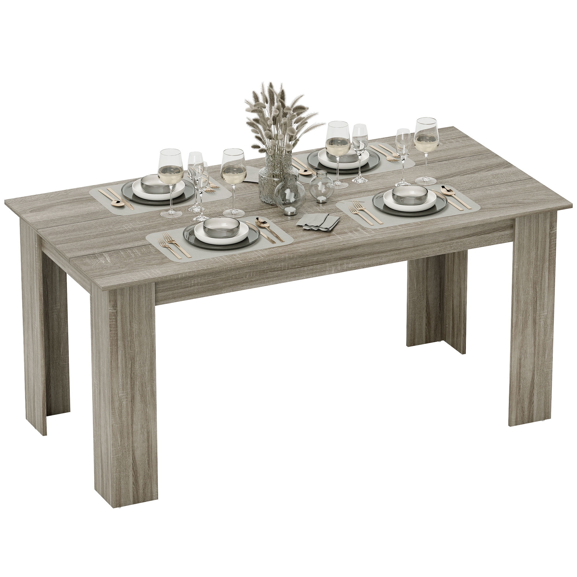 HOMCOM 63" Modern Dining Table for 4-6 People with Wood Effect, Grey