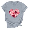 thumbnail image 1 of Meichang Chemises de la Saint-Valentin pour Femmes Imprimé Cœur Manches Courtes Col Rond Hauts de Vacances Décontractés Mignons Pulls Blouses, 1 of 2