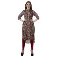 thumbnail image 2 of Moomaya Tunique en Coton à Manches Retroussables pour Femmes Kurti Imprimé Longueur Genou Kurta d'Été, 2 of 6