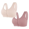 thumbnail image 1 of TACILIP 2 Pack Plus Size Wireless Bras Front Closure Bras for Women Front Button Push Up Bra for Old Women Soft Wirefree Seamless Bralettes with Wide Strap, 1 of 2