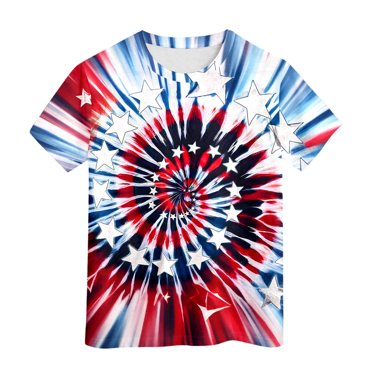 Sunnyoo Little Boys Tie Dyed T Shirt Short Sleeve Round Neck T-Shirt, Red