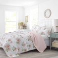 thumbnail image 1 of Laura Ashley Honeysuckle Quilt Set, King, Pastel Pink, 1 of 5