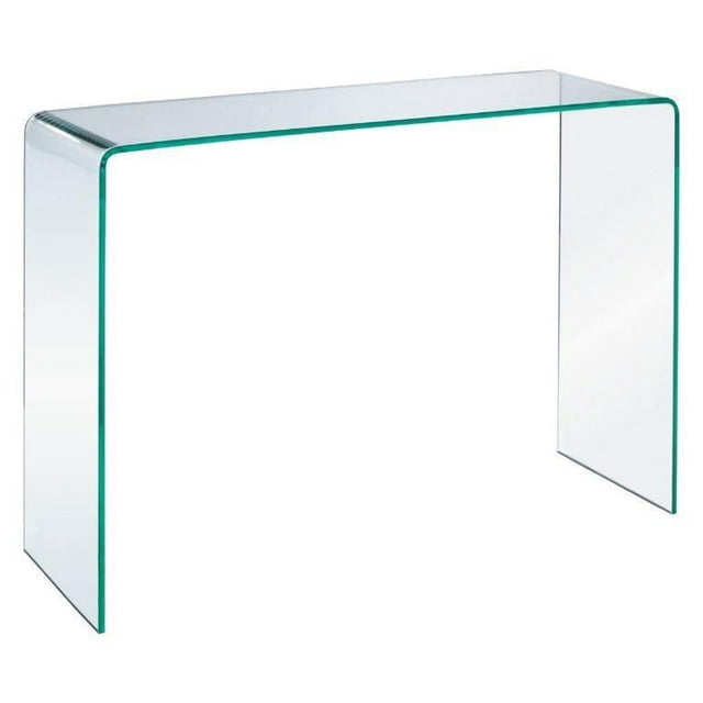 Heavenly Collection Glass Medium Console in Clear, Clear Glass Medium Console, Un-tempered Glass Medium Console, Bent Glass Medium Console, Waterfall Medium Console, Glass Medium Console Table
