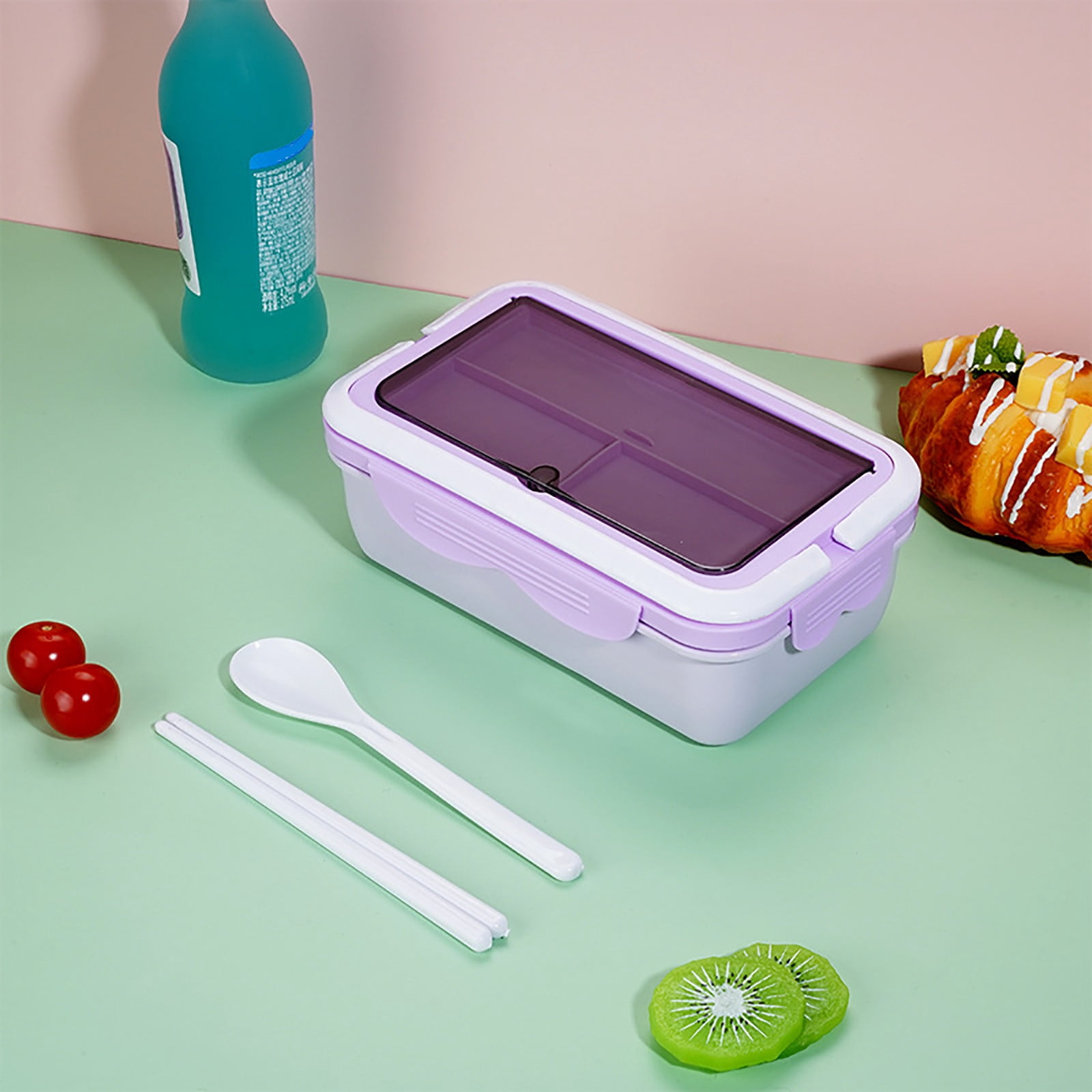 Cameland Kitchen Supplies Divided Lunch Box, Microwave Heated Plastic Lunch Box, Microwave Oven Student Meal Box office Worker Portable Tableware Meal Box