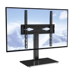 VEVOR TV Mont de support, universel pivotant TV Se tenir debout pour 32 à 55 TV de pouce, Plancher portable réglable en hauteur TV Stand avec base en verre trempé pour chambre, salon