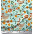 thumbnail image 1 of Soimoi Poly Georgette Fabric Leaves,Cock & Chick Cartoon Print Fabric by Yard 42 Inch Wide, 1 of 3
