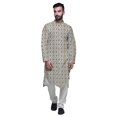 thumbnail image 1 of Atasi Printed Designer Rayon Button Down Casual Kurta With Pajama For Men, 1 of 4