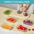 thumbnail image 2 of Lot de 5 Contenants de Rangement en Verre 22 Oz avec Couvercles, Ensembles de Contenants Alimentaires en Verre pour Préparation de Repas pour Micro-Ondes, Four, Lave-Vaisselle, 2 of 7