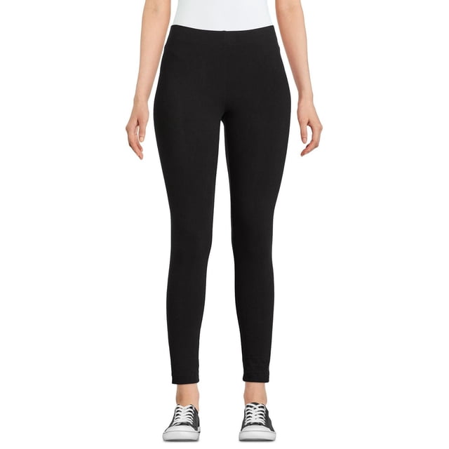 George Women's Legging in black, front view with slim fit and elasticized waistband, made of cotton-rich jersey knit with stretch for comfortable everyday wear, suitable for pairing with casual footwear.