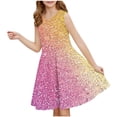 thumbnail image 2 of Liquidation d'Économies d'Été! WRKEKC Robe d'Été pour Fille, Robe Décontractée pour Fille, Robe d'Été Sans Manches à Encolure Ronde avec Imprimé à Paillettes pour Fille, Robe pour Enfant de Taille Moyenne avec Taille Cintrée 4 Ans, 2 of 7