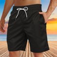 thumbnail image 3 of Yuyuzo Mens Shorts High Waisted Drawstring Quick Dry Summer Beach Swim Knee Length Shorts with Pockets, 3 of 4