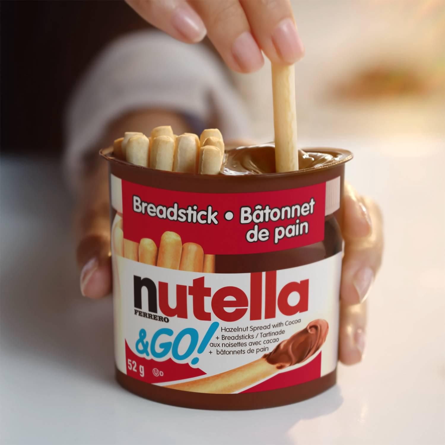 NUTELLA & GO! Hazelnut And Cocoa Spread With Breadsticks, Snack Packs, Perfect Bulk Snacks for Kids 4x52g