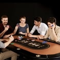 thumbnail image 3 of Barrington 10 Player Folding Poker Table with Steel Cup Holders & Padded Rails – No Assembly Required, Casino Style, Black/Brown, 3 of 6