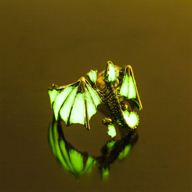 Little Flying Dragon Opening Ring Fashionable Dinosaur Luminous Ring Hip Hop Creative Jewelry