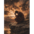 thumbnail image 1 of Man Praying Cliffside Canvas Wall Art 15.75x11.81 Inches, 1 of 8
