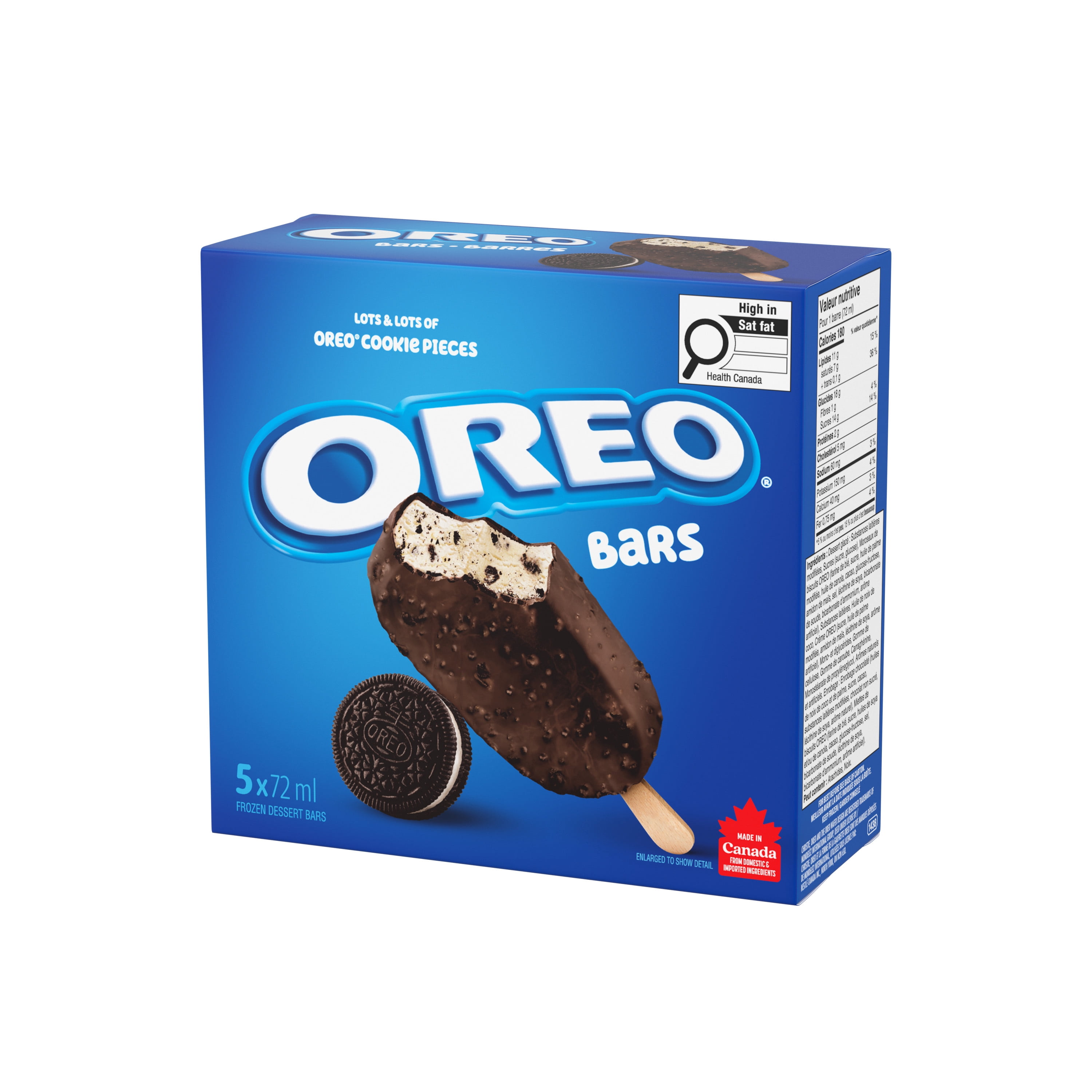 CHRISTIE OREO Barres, dessert glacé à la vanille avec biscuits OREO et enrobage chocolaté 360 ml