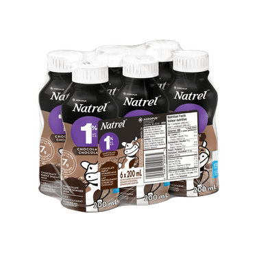 Natrel 1 % Lait au Chocolat Partiellement Écrémé 6x200ml