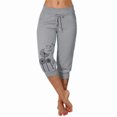 thumbnail image 1 of Lroveb Capri Pants for Women High Waisted Tummy Control Yoga Pants Solid Color Sports Draw Rope Pants Grey, 1 of 3