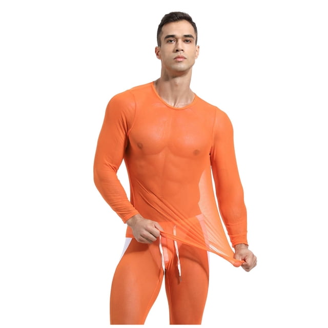 Mesh Transparent High Elastic Mens Fitness Running Cycling Sports Training Tights Long Sleeves for Performance Training