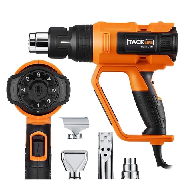 TACKLIFE HGP72AC HGP73AC 1700W Heat Gun LCD Display Heavy Duty 2 Temp Control and 5 Air Flow Settings Professional Hot Air Gun