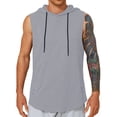 thumbnail image 1 of Vest for Men, Mens Casual Fashion Solid Quick Drying Drawstring Hooded Sleeveless Tops, 1 of 2